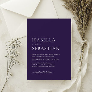 Wedding Simple Deep Violet Invitation