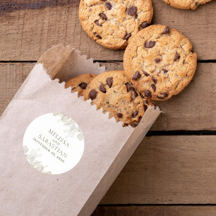 Wedding Simple Elegant Sage Green Greenery Classic Round Sticker