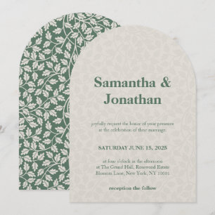 Wedding Simple Floral Emerald Green Invitation