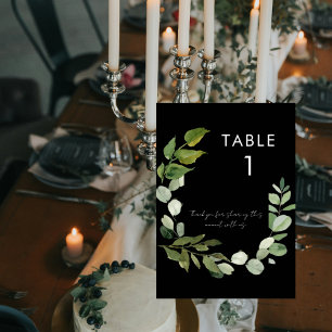 Wedding Simple Foliage Message Black Table Number