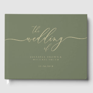 Wedding Simple Gold Sage green Signature Party Guest Book
