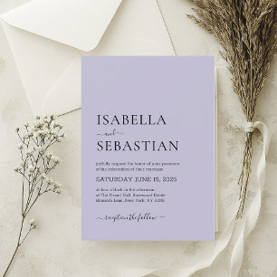 Wedding Simple Light Lavender Invitation