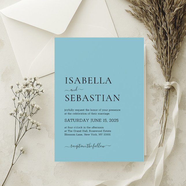 Wedding Simple Light Sky Blue Invitation (Creator Uploaded)