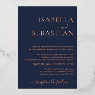 Wedding Simple Midnight Blue Navy Foil