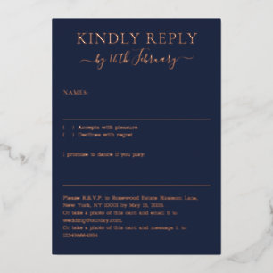 Wedding Simple Midnight Blue Navy Kindly Reply