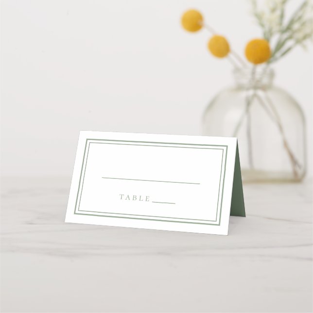 Wedding Simple Minimalist Chic Trendy Sage Green Place Card (Front)