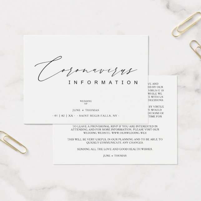 Wedding Simple Minimalist Coronavirus Information (Office)