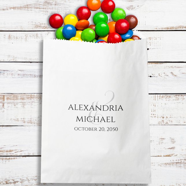 Wedding Simple Minimalist Favour Candy Template Bags (Simple minimalist candy favor bag. with calligraphy script ampersand.)