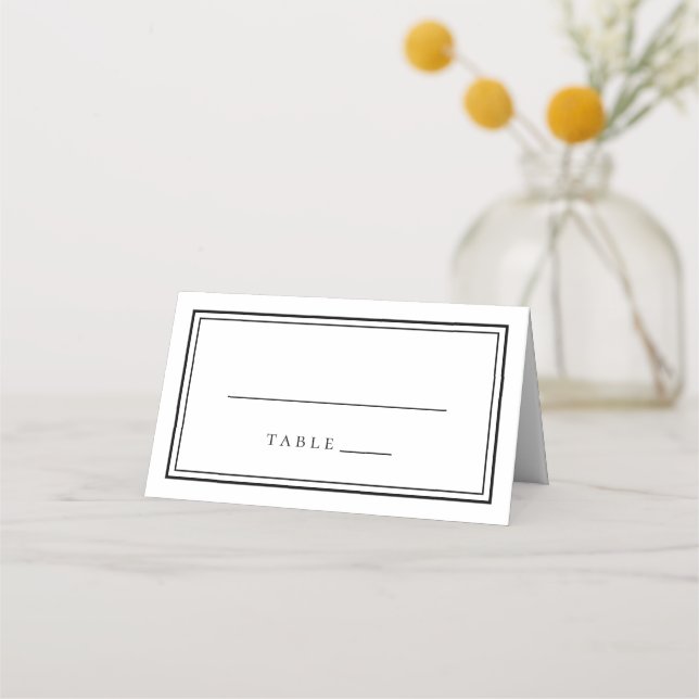 Wedding Simple Minimalist Modern Black & White Place Card (Front)