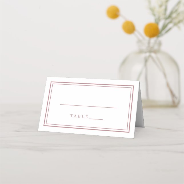 Wedding Simple Minimalist Modern Dusty Rose White Place Card (Front)