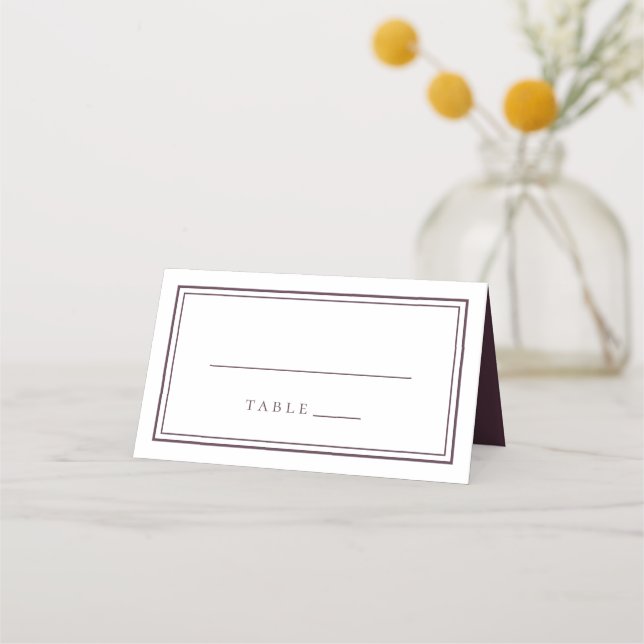 Wedding Simple Minimalist Purple Cassis Place Card (Front)