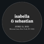 Wedding Simple Modern Black Retro Classic Round Sticker<br><div class="desc">Wedding Simple Modern Black Retro</div>