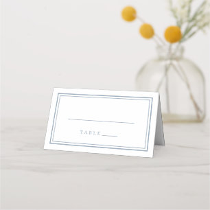 Wedding Simple Modern Dusty Blue White Place Card