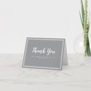 Wedding Simple Modern Grey Minimalist Stylish      Thank You Card
