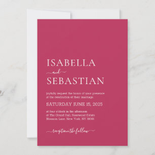 Wedding Simple Modern Medium Violet Red Invitation