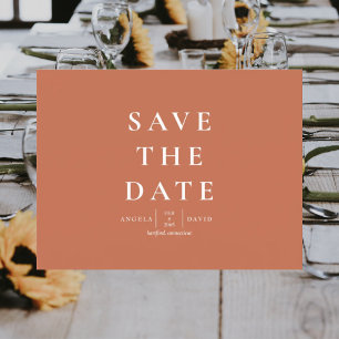 Wedding Simple Modern Terracotta Save the Date Postcard