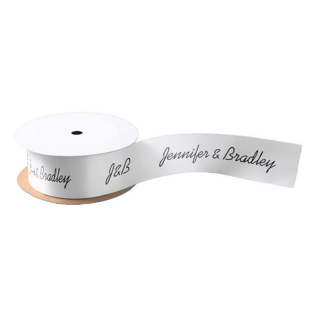 Wedding Simple Monogram Custom Name Personalised Satin Ribbon (Spool)