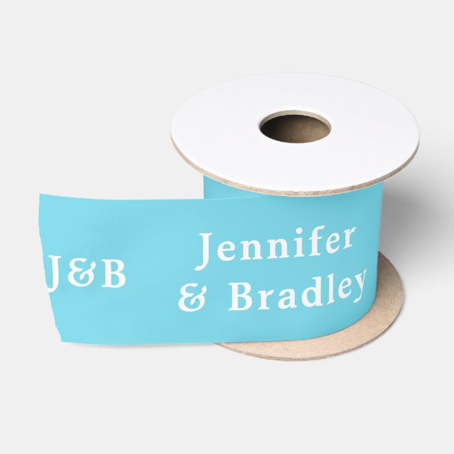 Wedding Simple Monogram Elegant Name Personalised Satin Ribbon (Spool)