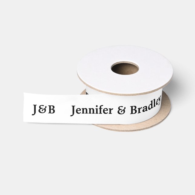Wedding Simple Monogram Elegant Name Personalised Satin Ribbon (Spool)
