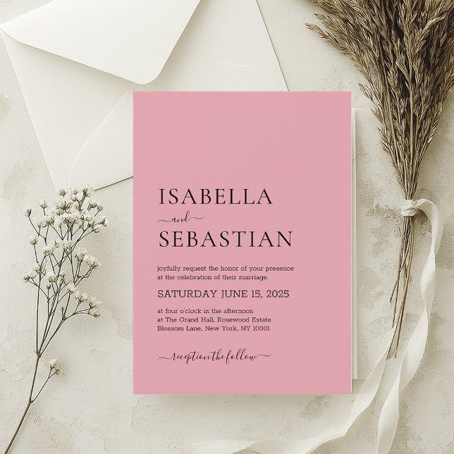 Wedding Simple Pastel Pink Invitation (Creator Uploaded)