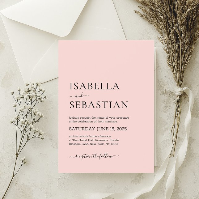 Wedding Simple Peach Blossom Invitation (Creator Uploaded)