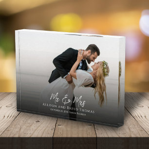 Wedding Simple Photo Minimalist Couple Calligraphy Block