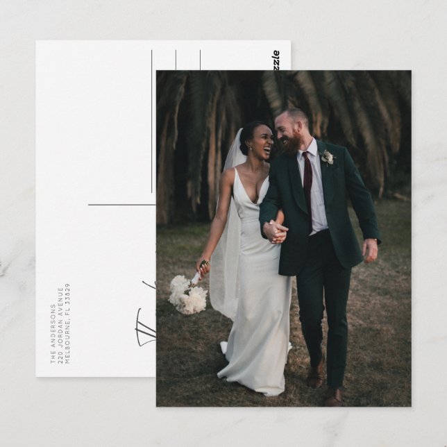 Wedding Simple Photo Thank You Postcard (Front/Back)