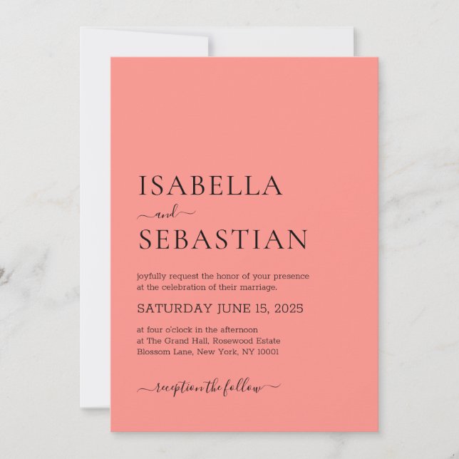 Wedding Simple Salmon Invitation (Front)