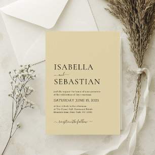 Wedding Simple Soft Yellow Invitation