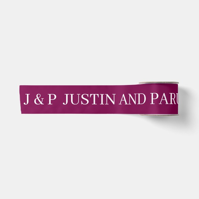 WEDDING SIMPLE STYLISH MODERN CUSTOMIZED WINE SATIN RIBBON (Front)