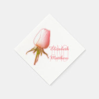 Wedding single pink white rose named paper napkin