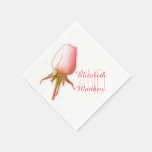 Wedding single pink white rose named paper napkin
