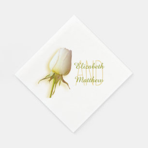 Wedding single white rose named paper napkin