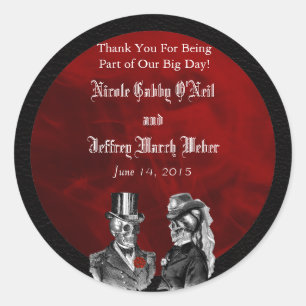 Wedding Skeleton Skulls ‘Til Death Do Us Part Classic Round Sticker