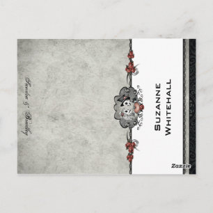 Wedding Skeletons Grey ADD NAME Folding Place Card
