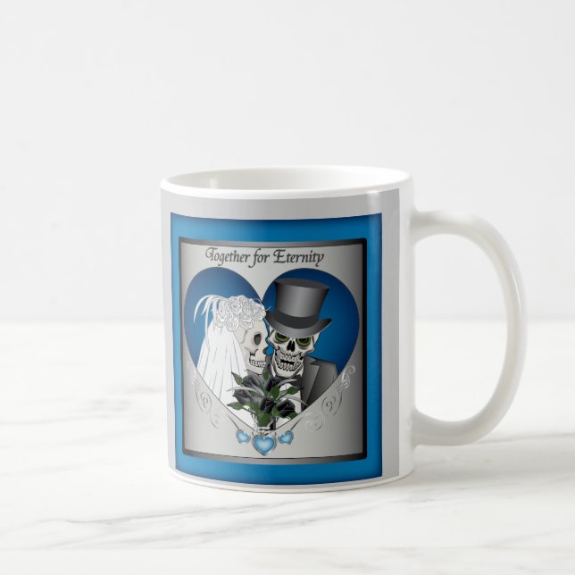 Wedding Skulls - Blue Coffee Mug (Right)