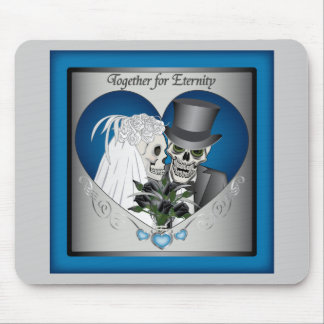 Wedding Skulls - Blue Mouse Pad