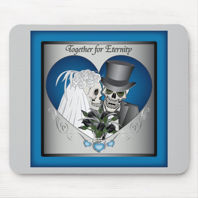 Wedding Skulls - Blue Mouse Pad (Front)