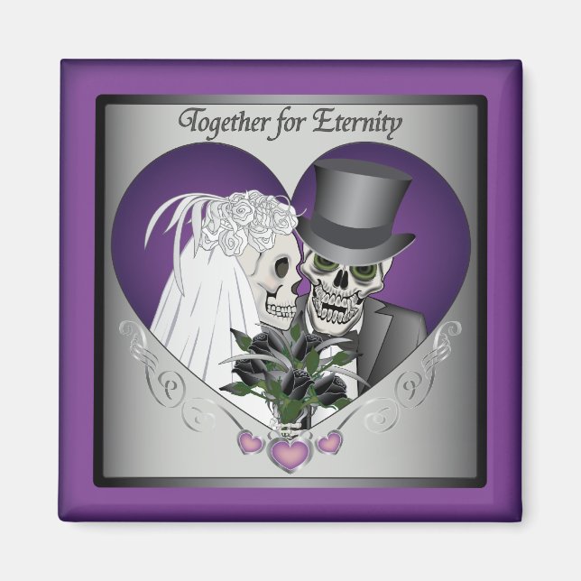 Wedding Skulls - Purple Magnet (Front)