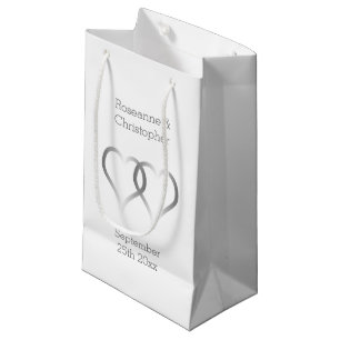 Wedding Small Gift Bag Silver Hearts