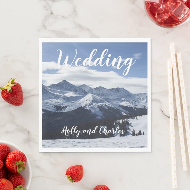 Wedding Snowy Mountains Theme Napkin (Insitu)