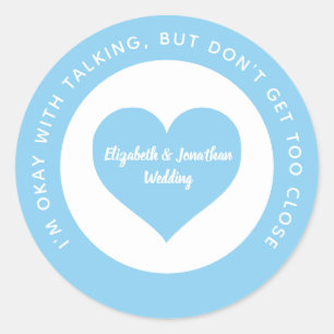 Wedding Social Distancing Blue Heart Colour Code Classic Round Sticker