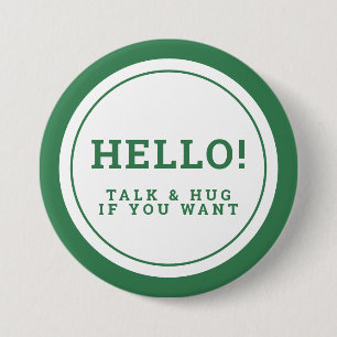Wedding social distancing guest care green hello 7.5 cm round badge
