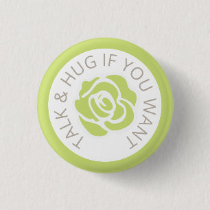 Wedding social distancing guest care green rose 3 cm round badge