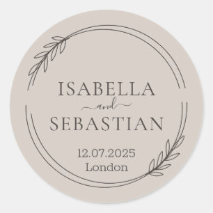 Wedding Soft Beige Colour Classic Round Sticker