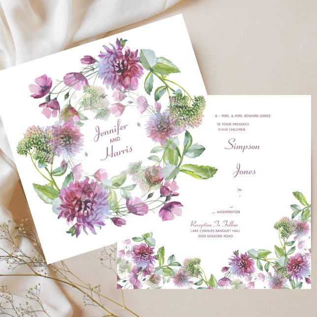 Wedding Soft Purple Floral Invitation (Soft Purple Floral Summer Wedding Invitation)