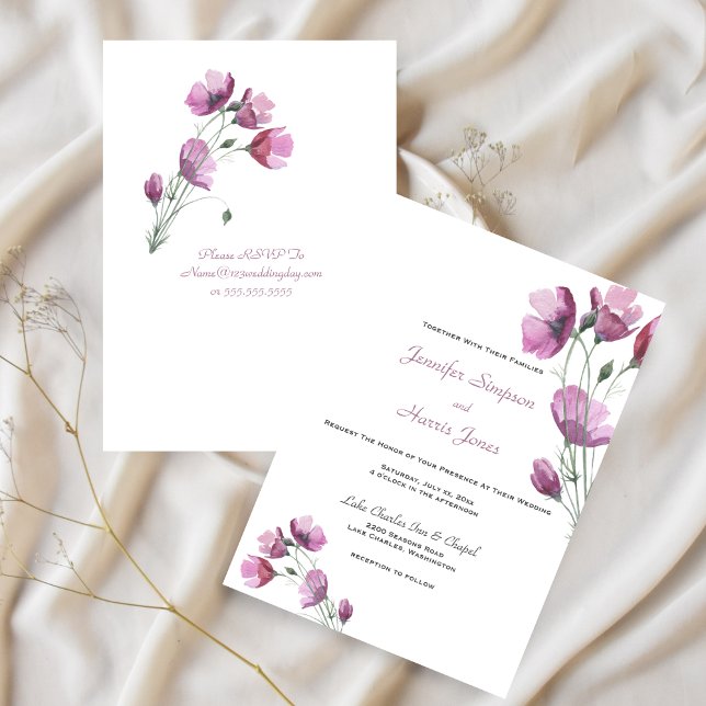 Wedding Soft Purple Petite Summer Floral Invitation (Wedding Soft Purple Summer Petite Flowers Invitation)