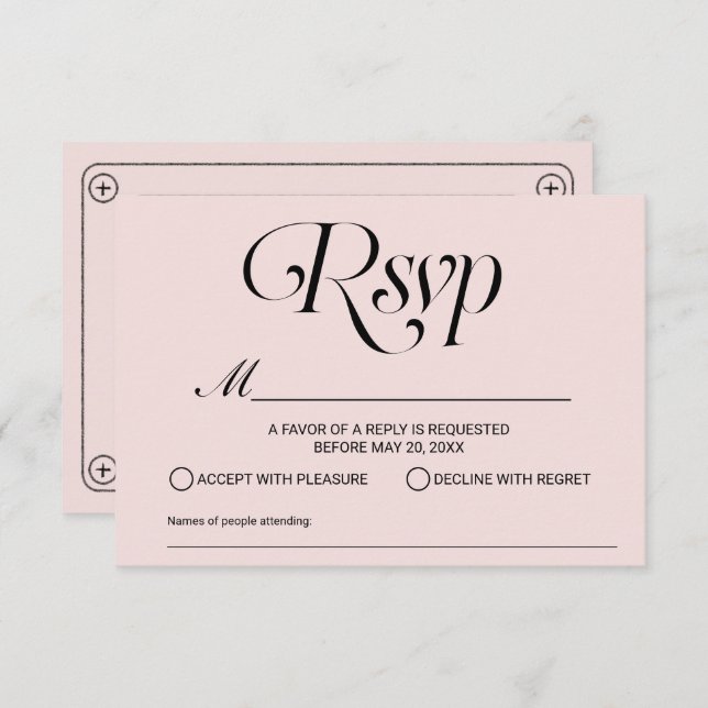 Wedding Song Request Cassette Tape Blush Pink RSVP (Front/Back)