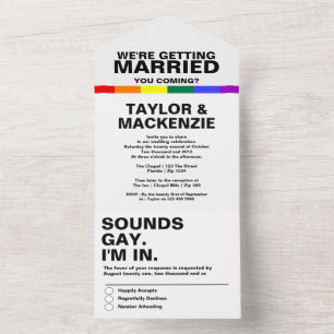 Wedding Sounds Gay Fun Rainbow Pride All In One Invitation