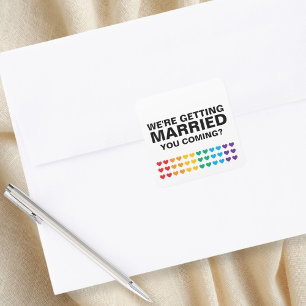 Wedding Sounds Gay Rainbow Heart Pride Square Sticker